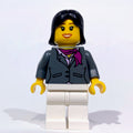 fig-000038 – Woman, Dark Bluish Gray Jacket with Magenta Scarf, White Legs, Black Hair