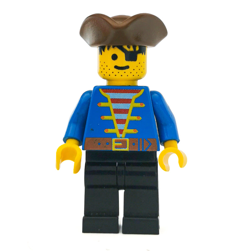 fig-000053 – Pirate - Blue Jacket, Black Legs, Brown Tricorne