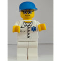 fig-000077 – Doctor, White Shirt with Star of Life Logo, Blue Cap, Glasses