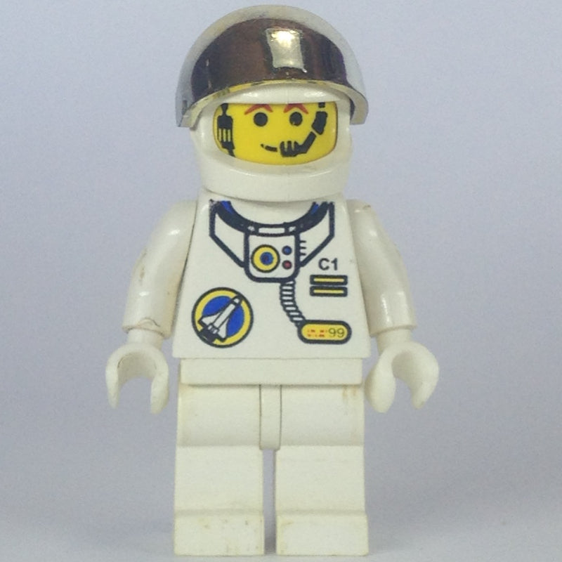 fig-000079 – Astronaut, White, White Hips, Helmet with Large Chrome Gold Visor, Headset
