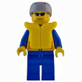 fig-000090 – Coast Guard, Yellow Jacket with Zipper, Radio and Badge, Light Bluish Gray Helmet, Yellow Life Vest, Sunglasses