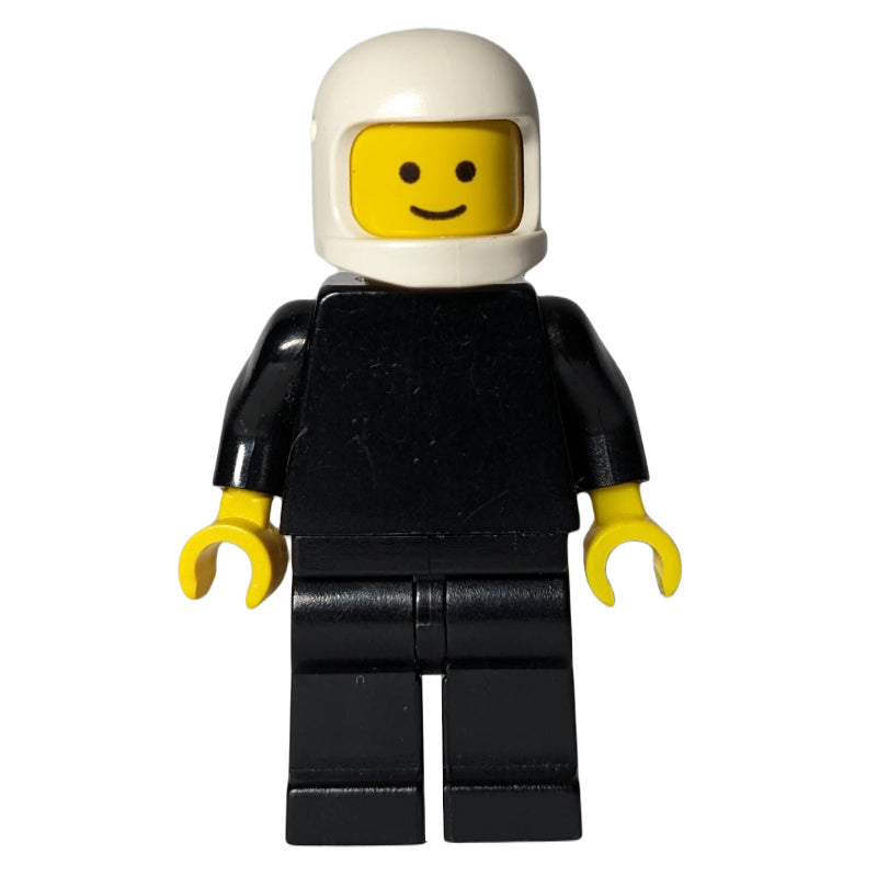 fig-000104 – Racer, Plain Black, White Helmet (3842b Helmet)