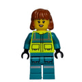 fig-000118 – Paramedic, Vibrant Yellow Safety Vest, Dark Turquoise Legs, Dark Orange Hair