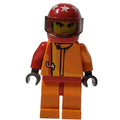 fig-000148 – Race Driver, Orange Torso, Orange Legs, Red  Helmet