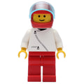 fig-000205 – Man, White Jacket with Zipper, Red Legs, Red Helmet with Visor