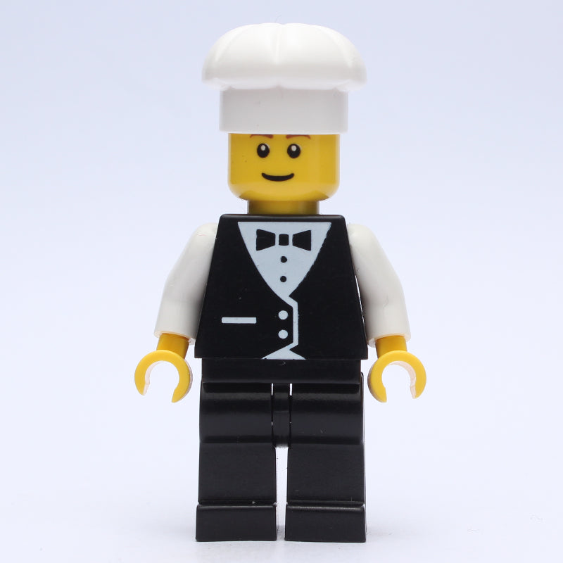 fig-000211 – Waiter, Man, Black Suit and Bow Tie, Chef Hat