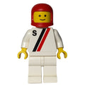 fig-000220 – Racer, White Shirt with Two Stripes and 'S', White Legs, Red Helmet