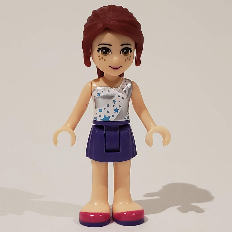 fig-000222 – Tina - White/Silver Top, Dark Purple Skirt