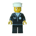 fig-000225 – Policeman, Black Suit with Pocket and Badge, White Hat (3626a Head)