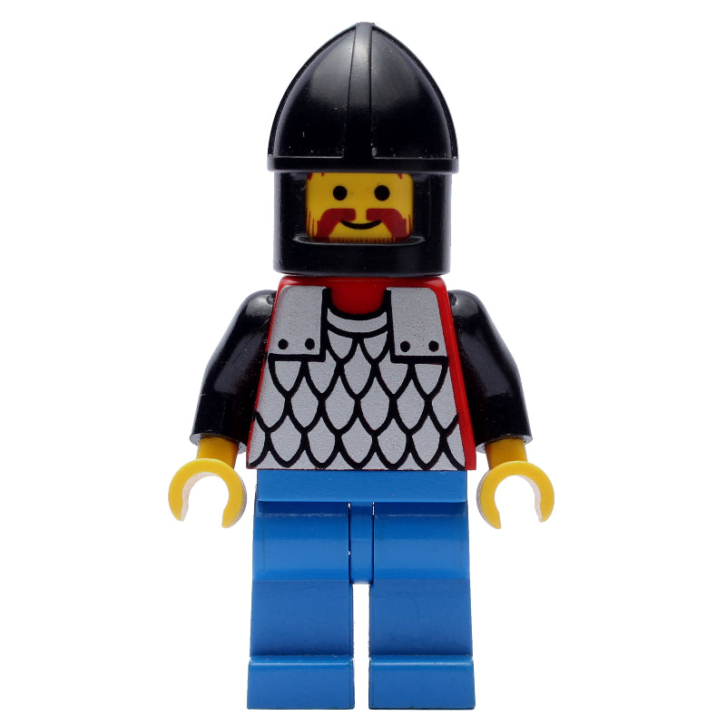 fig-000251 – Knight (Scale Mail on Red) - Black Arms, Blue Legs, Black Chin-Guard