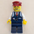 fig-000253 – Conductor - Dark Blue Jacket, Dark Blue Legs, Dark Red Hat, Glasses