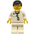 fig-000271 – Doctor, White Torso with Stethoscope and Pocket, White Legs, Black Hair, Glasses
