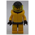fig-000283 – Racer, Yellow and White Outfit with Tiger, Black Helmet with Visor, Yellow Life Vest