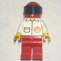 fig-000293 – Racer, White Shirt with Shell Logo, Red Legs, Red Helmet with Visor