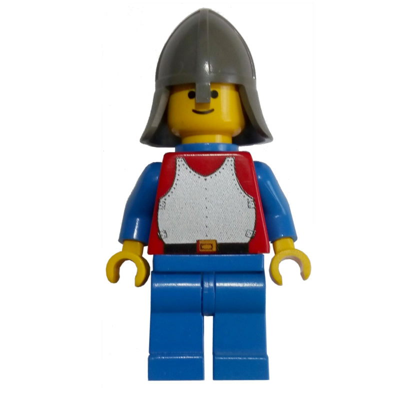 fig-000300 – Knight (Breastplate on Red) - Blue Legs, Dark Gray Neck-Protector, Plastic Cape