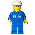 fig-000515 – Man, Blue Shirt with Buttons and Pockets, Blue Legs, White Cap