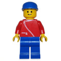 fig-000520 – Man, Red Jacket with Zipper and Pockets, Blue Legs, Blue Cap