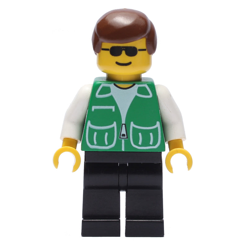 fig-000540 – Man, Green Jacket, Black Legs, Sunglasses