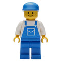 fig-000598 – Man - White Torso, Blue Overall, Blue Cap - 3626b Head