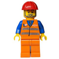 fig-000630 – Construction Worker, Orange Safety vest, Orange Legs, Grey Beard