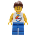 fig-000635 – Lifeguard, White Tank Top with Windsurfer, Blue Legs, Ponytail