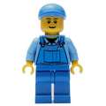 fig-000643 – Man, Blue Overalls over Shirt, Blue Legs, Blue Cap