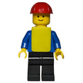 fig-000652 – Construction Worker, Blue Torso, Black Legs, Red Hard Hat, Yellow Vest