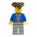 fig-000662 – Pirate - Blue Jacket, Light Gray Legs, Brown Tricorne (3626b Head)