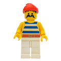 fig-000665 – Pirate - Blue Stripes, White Legs, Red Bandana, 3626a