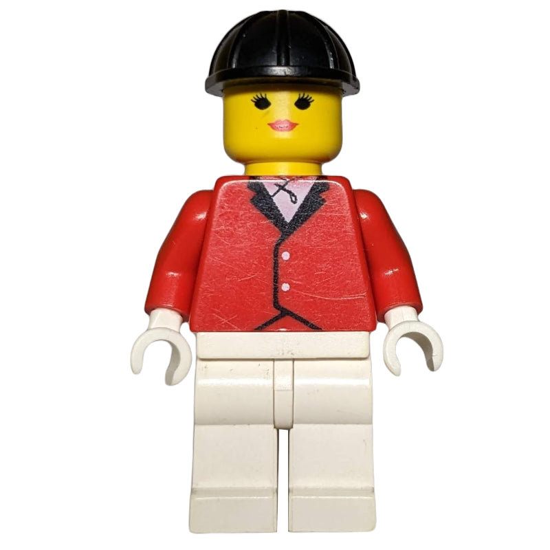 fig-000684 – Woman, Red Riding Jacket, White Legs, Black Hard Hat