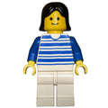 fig-000704 – Woman, White and Blue Striped Shirt, White Legs, Black Hair