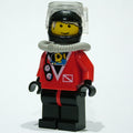 fig-000710 – Diver, Man, Red Wetsuit, Black Helmet with Mask, Airtank, Printed White Hair