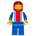 fig-000713 – Man, White Torso with Red and Blue Stripes, Blue Legs, Red Helmet