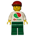 fig-000715 – Man, White Top with Large Octan Logo, Green Legs, Red Cap