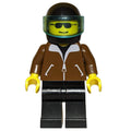 fig-000716 – Man, Brown Jacket, Black Legs, Black Helmet with Visor, Sunglasses