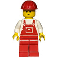 fig-000724 – Man, Red Overalls, Red Hard Hat (3626b Head)