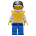 fig-000735 – Man, White Torso, Blue Legs, Helmet with Visor, Yellow Life Vest - 3626a Head