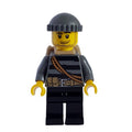 fig-000740 – Criminal, Black Striped Top with Rope, Black Hat, Dark Tan Backpack, Stubble