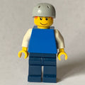 fig-000776 – Man, Plain Blue Torso with White Arms, Dark Blue Arms, Light Bluish Gray Helmet