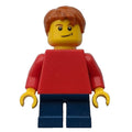 fig-000777 – Boy, Plain Red Torso, Short Dark Blue Legs, Dark Orange Hair