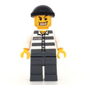 fig-000787 – Criminal, Prison Shirt with #50380, Dark Bluish Gray Legs, Black Hat, Gold Tooth