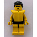 fig-000794 – Man, Plain Black Swimsuit, Black Hair, Yellow Life Vest, Sunglasses
