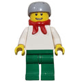 fig-000813 – Man, Plain White Torso, Green Legs, Light Bluish Gray Helmet, Red Scarf