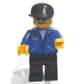 fig-000820 – Man, Blue Jacket with Zipper, Black Legs, Black Cap, Sunglasses