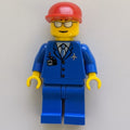 fig-000829 – Pilot, Blue Jacket with Plane Logo and Blue Tie, Red Cap, Sunglasses
