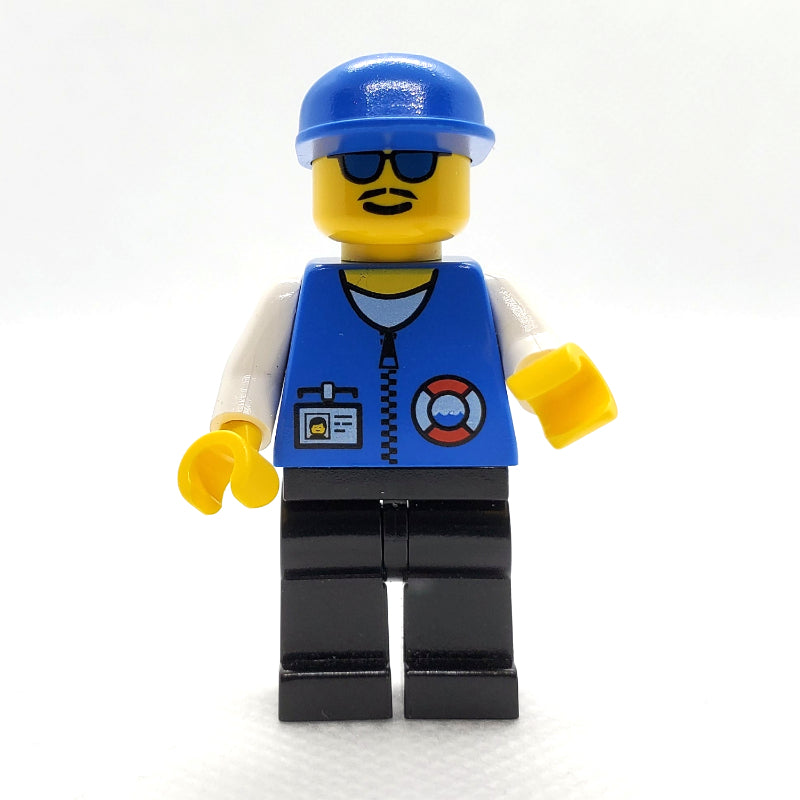 fig-000842 – Coast Guard, Blue Jacket with Zipper and ID Badge, Blue Cap, Blue Sunglasses