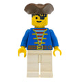 fig-000851 – Pirate - Blue Jacket, White Legs, Brown Bicorne, 3626a