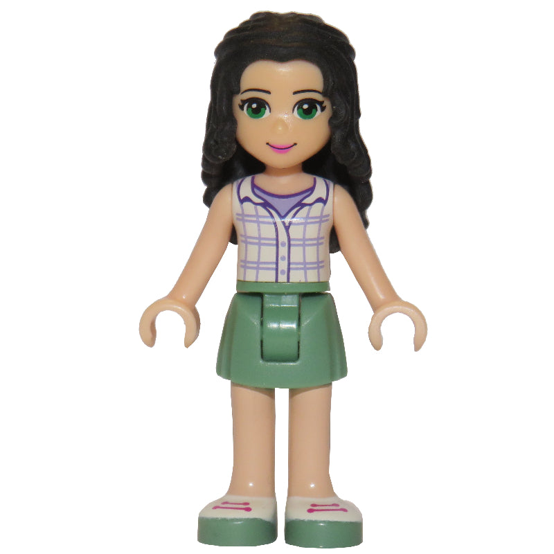 fig-000894 – Emma - White Plaid Top, Sand Green Skirt