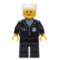 fig-000991 – Policeman, Black Suit with Pocket and Badge, White Cap