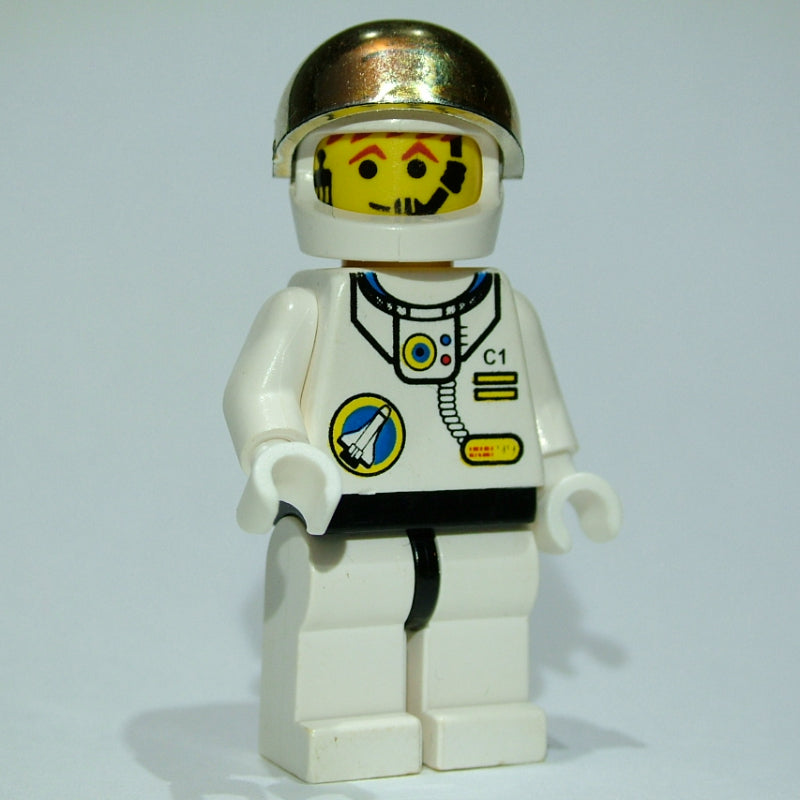 fig-000994 – Astronaut, White, Black Hips, Helmet with Large Chrome Gold Visor, Headset